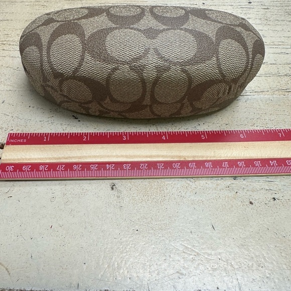COACH Hard Shell Hinged Glass Eyeglass Sunglass Case Brown Tan Signature C - Picture 6 of 7